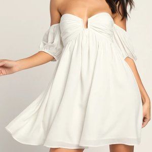 White Off-the-Shoulder Mini Dress